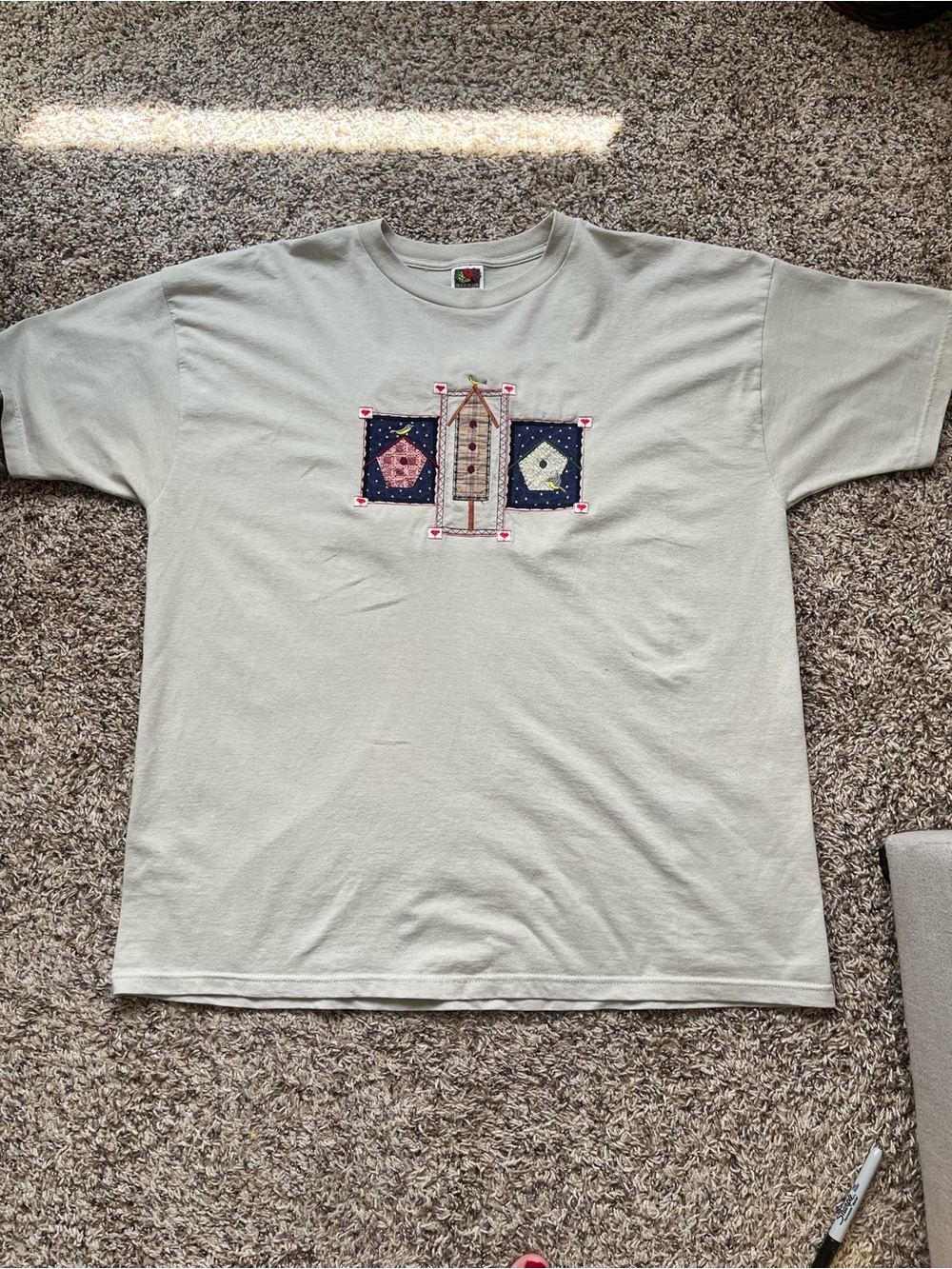 Embroidered Cottagecore Birdhouse T-Shirt Fruit of the Loom Size XXL